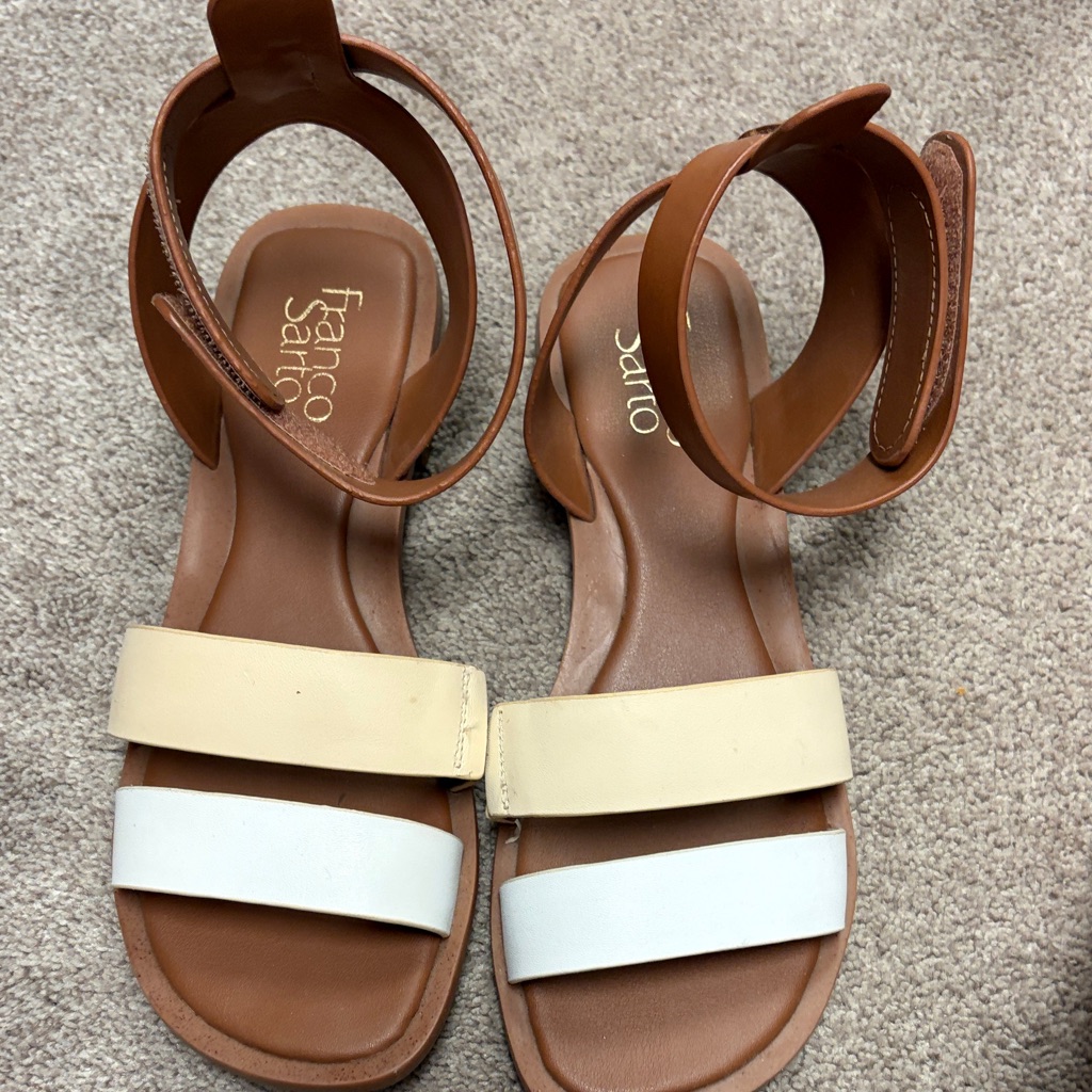 Franco Sarto Women's Sandals - Tan, Cream, And White